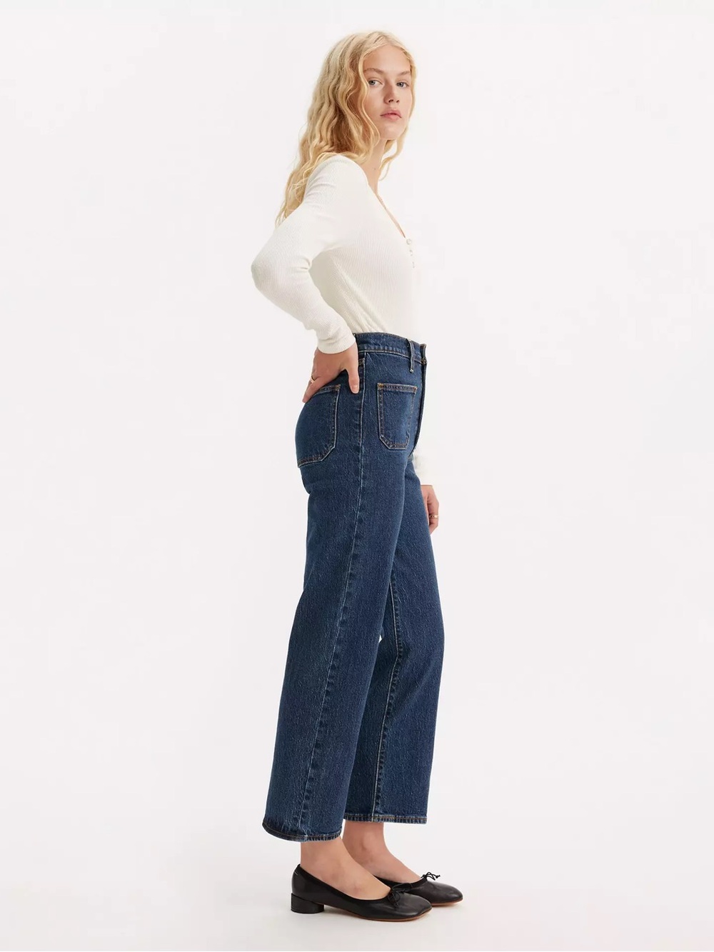 EUC Levis Ribcage Straight Patch Pocket Women's Jeans Size 30 Dark Wash - Picture 8 of 11